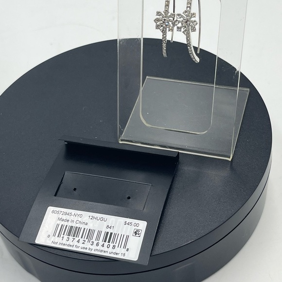 Givenchy Silver Tone Starburst Crystal Flower Half Hoop New - Picture 10 of 11